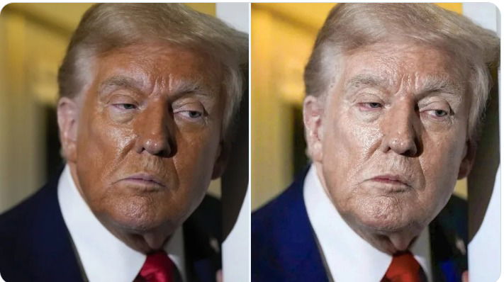 Viral edit shows Donald Trump without his signature orange makeup