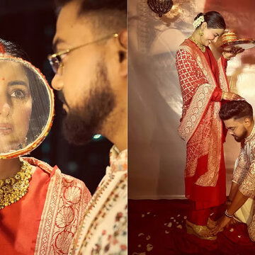 Rocky Jaiswal’s act of touching Hina Khan’s feet on Karwa Chauth leaves fans in awe