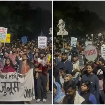Massive JNUSU march erupts over Santishree Pandit’s ‘woke’ remarks on equity rules