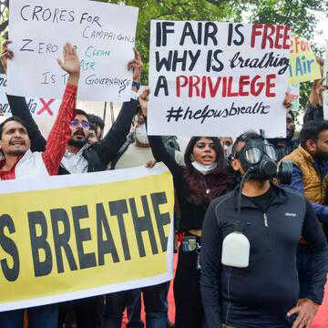 ‘Let Us Breathe’: Delhi hits streets with masks, oxygen cylinders to protest choking air