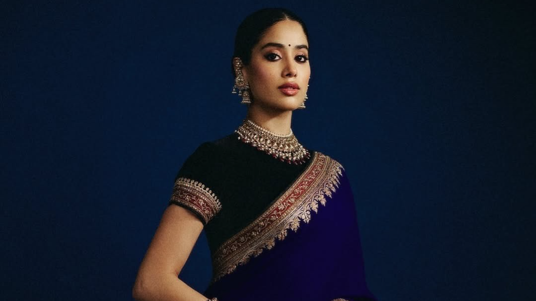 Netizens shower love as Janhvi Kapoor dazzles in a blue saree