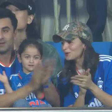 All eyes on Raha Kapoor as Alia Bhatt, Ranbir enjoy T20 semi-final | WATCH