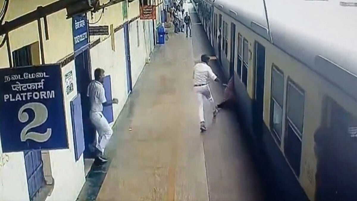 Southern Railway shares video of staff member saving passenger at Tambaram station: WATCH