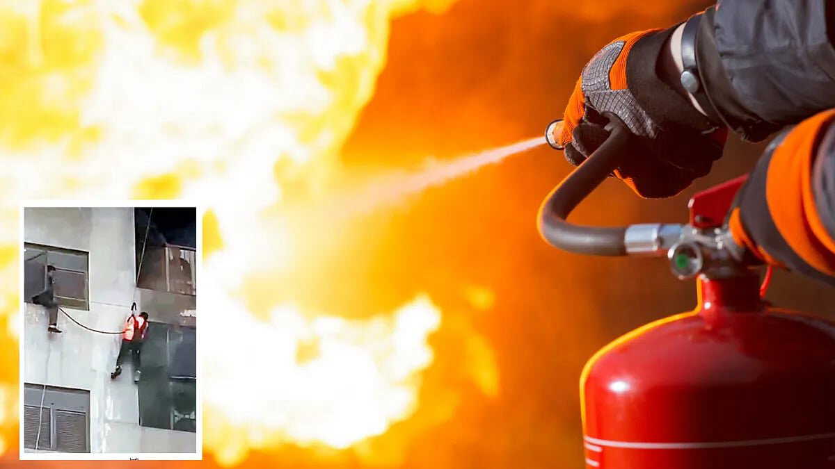 Residents watch as 'Spiderman' safety team tackles blaze at Kolkata high-rise complex