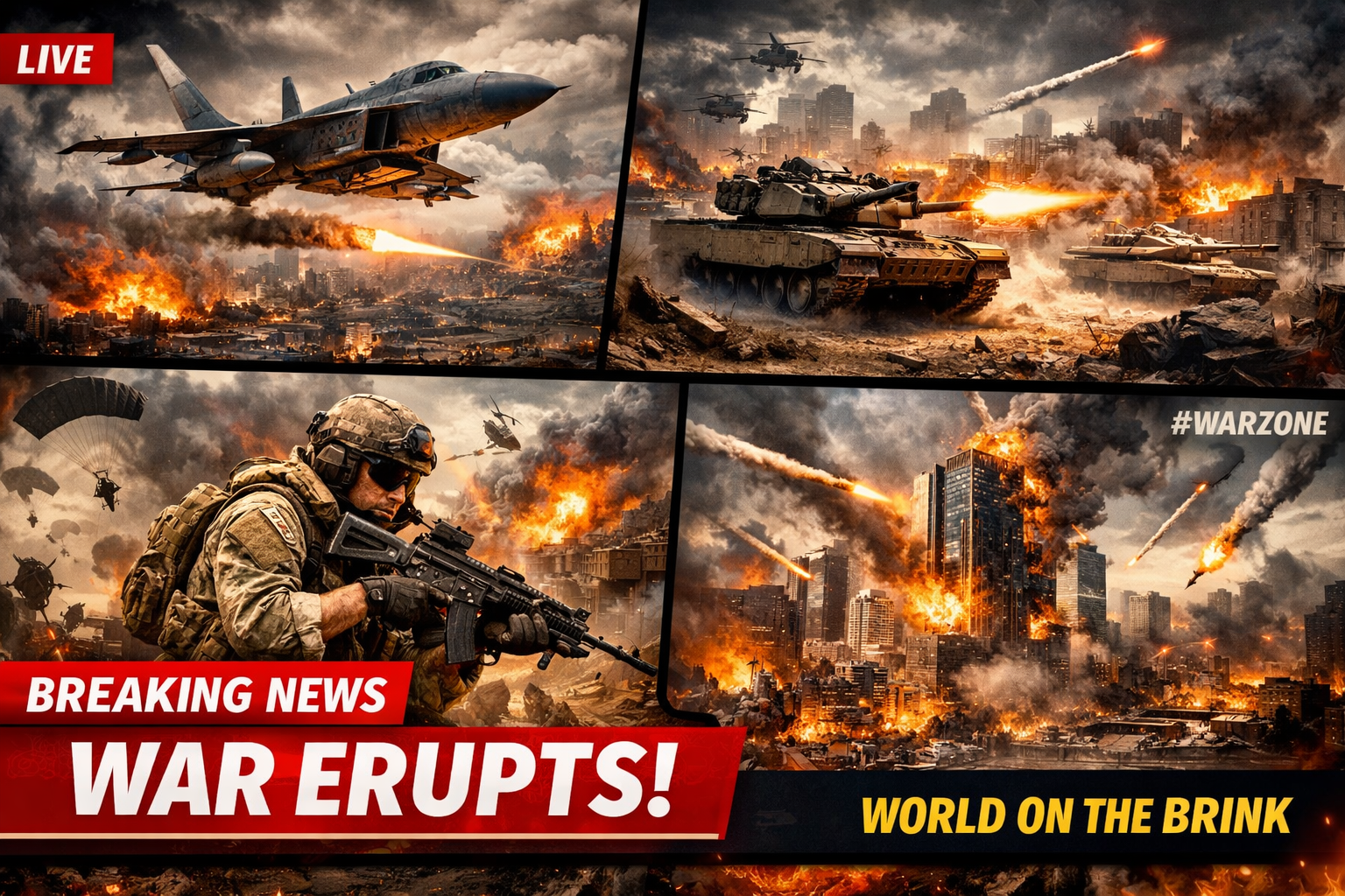 What are some video game visuals that fuel war hysteria on social media?