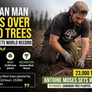Canadian man plants over 23,000 trees in 24 hours, sets world record