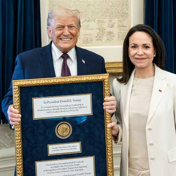 'Thank you Maria': How Donald Trump reacted to Venezuelan Opposition leader Machado presenting her Nobel Peace Prize medal