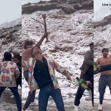'Zero civic sense’: Shirtless tourists dance with hookah on snow-covered Himachal Road, video sparks outrage |WATCH