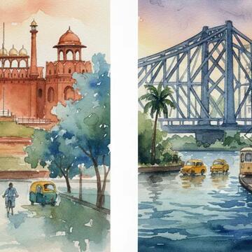 How big is India's current Capital compared to the old one, Kolkata?