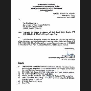 Siddh Nath Gupta gets 6-month extension as Bengal DGP