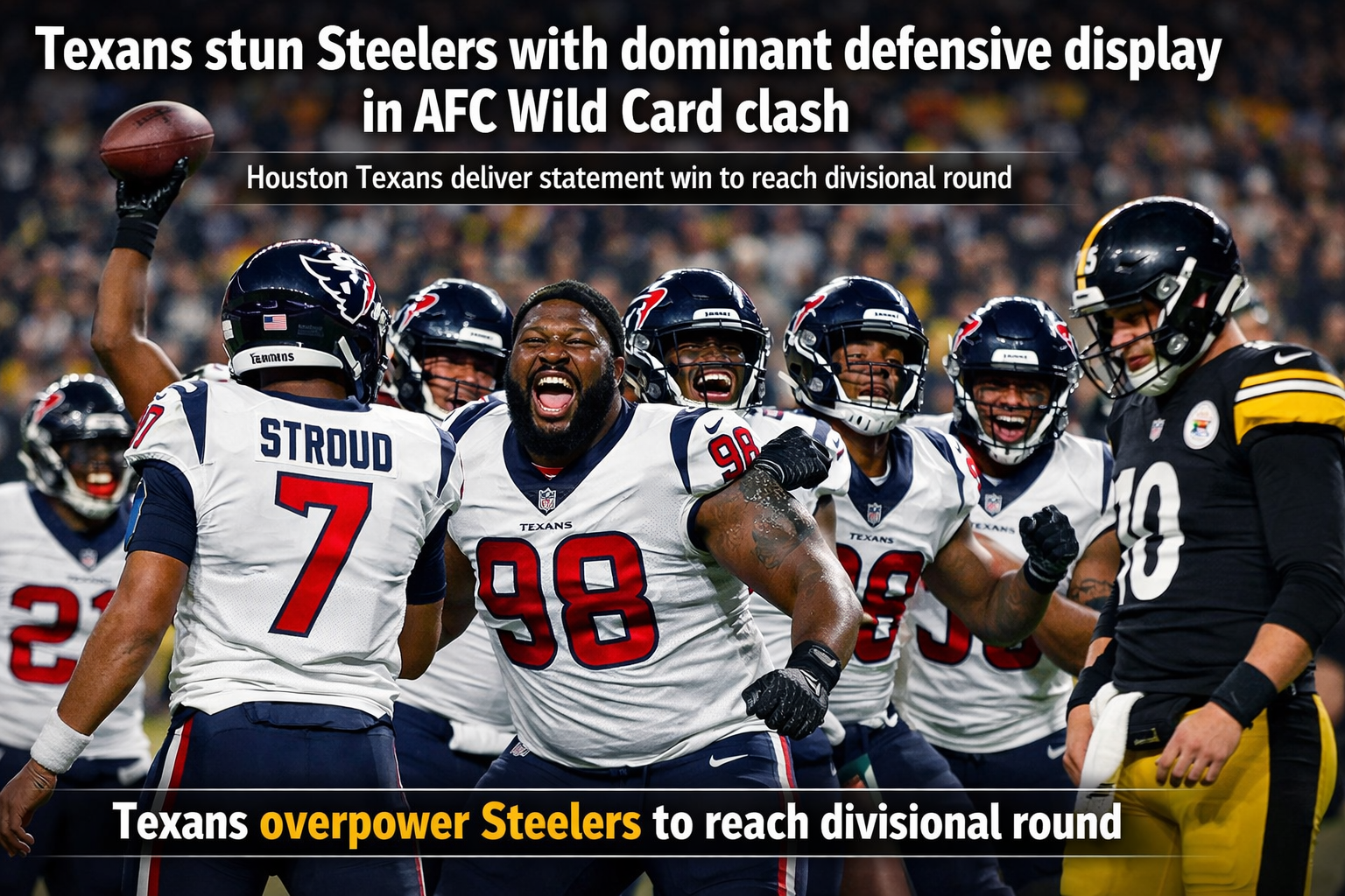 Texans stun Steelers with dominant defensive display in AFC Wild Card clash
