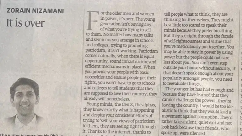 Deleted op-ed by Pakistani Gen Z scholar goes viral, ignites censorship debate