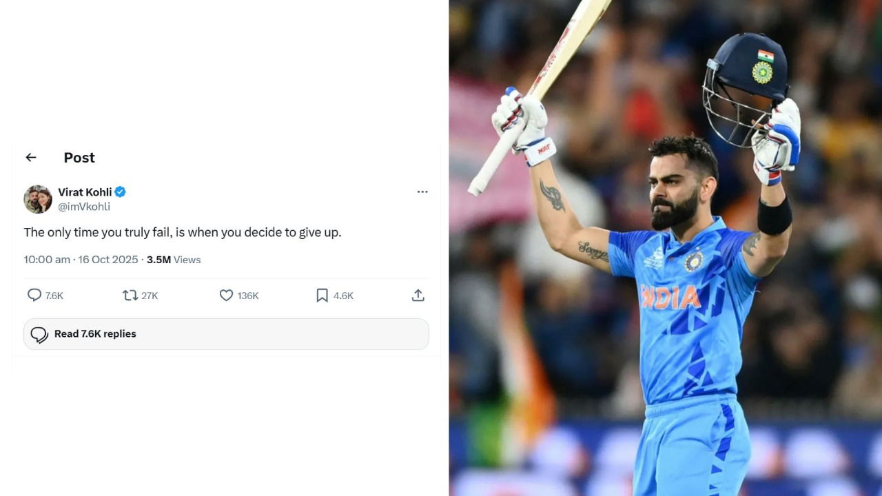 'The only time you truly fail…’: Virat Kohli shares cryptic tweet ahead of Australia series