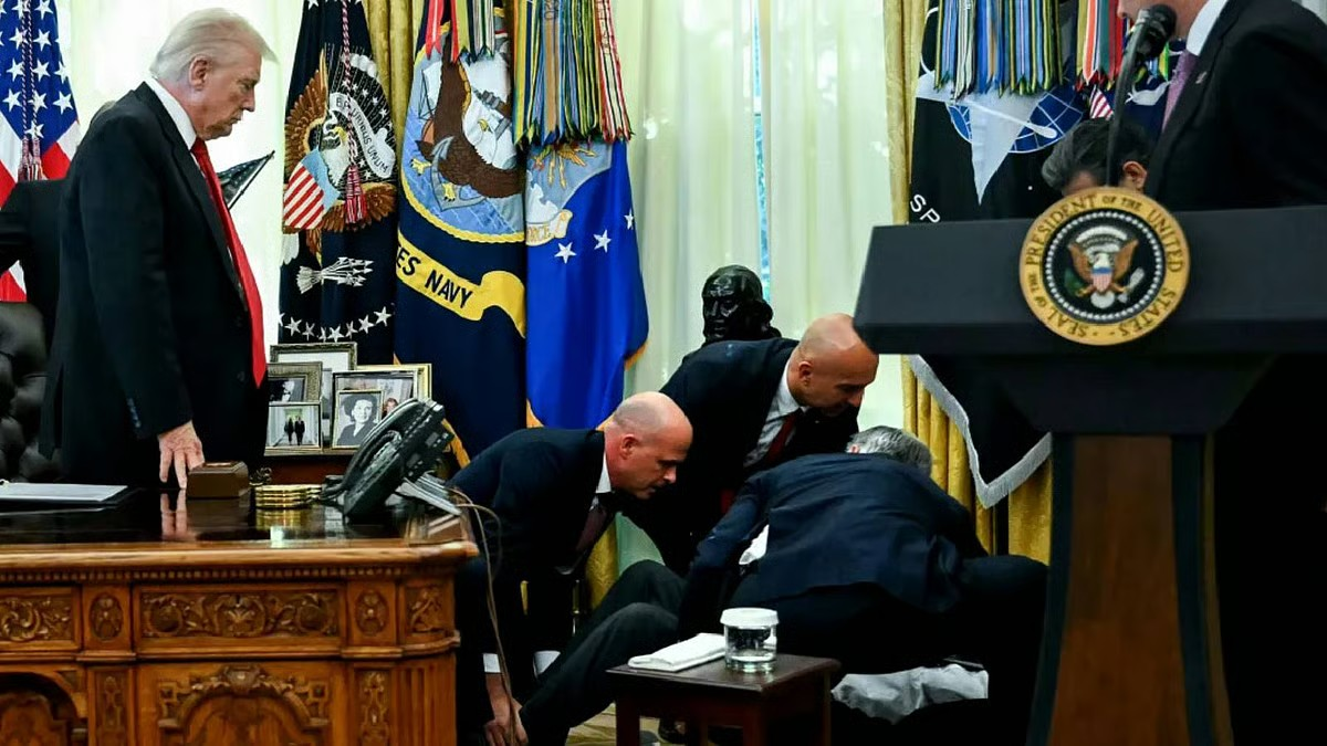 Pharma CEO faints in Oval Office as Trump announces weight-loss drug price cuts