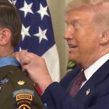 'I'm going to do it even nicer': Trump struggles with Medal of Honor ribbon, ties it into a knot