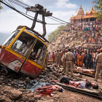 Navratri rush turns tragic: temple ropeway accident kills 1, injures several