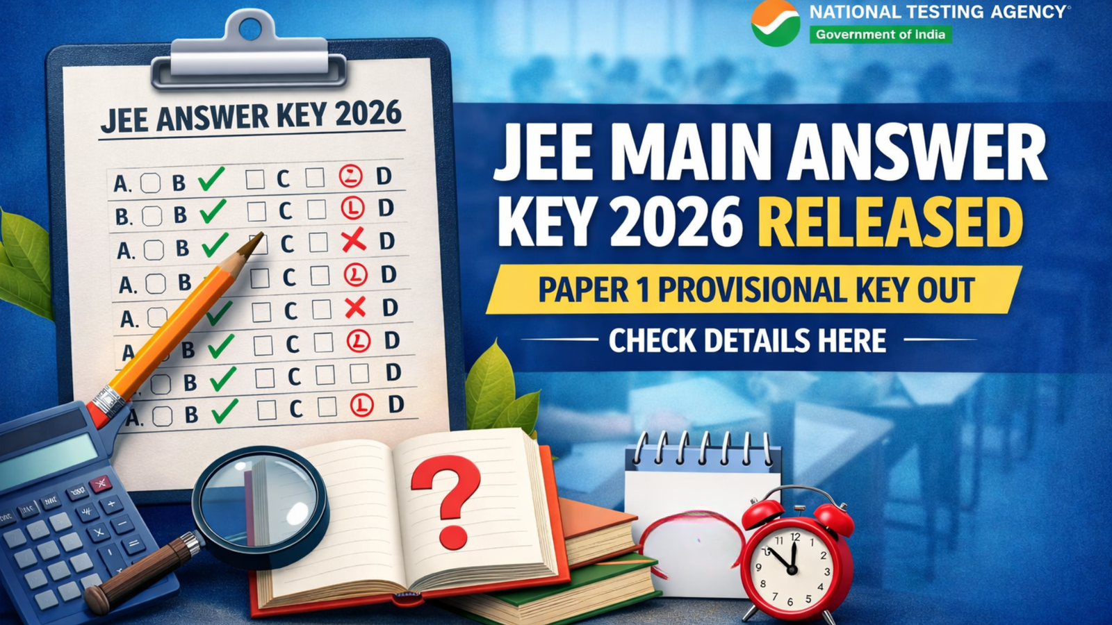 JEE Main answer key 2026 released: Paper 1 provisional key out | Check details here
