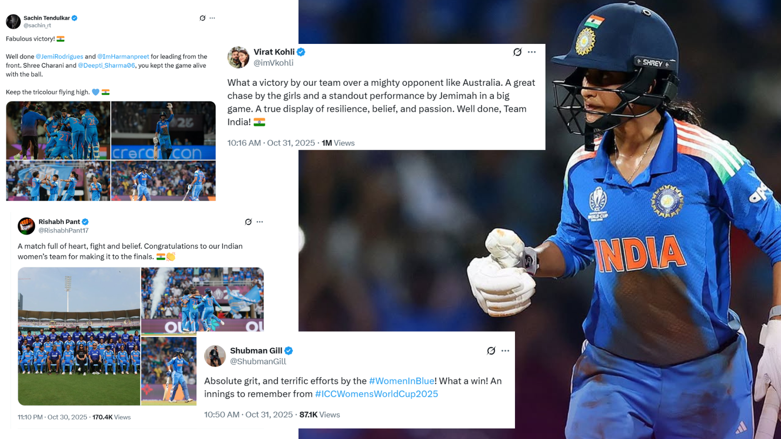 Kohli to Tendulkar: Cricket greats unite to hail Jemimah Rodrigues and Women in Blue after stunning win