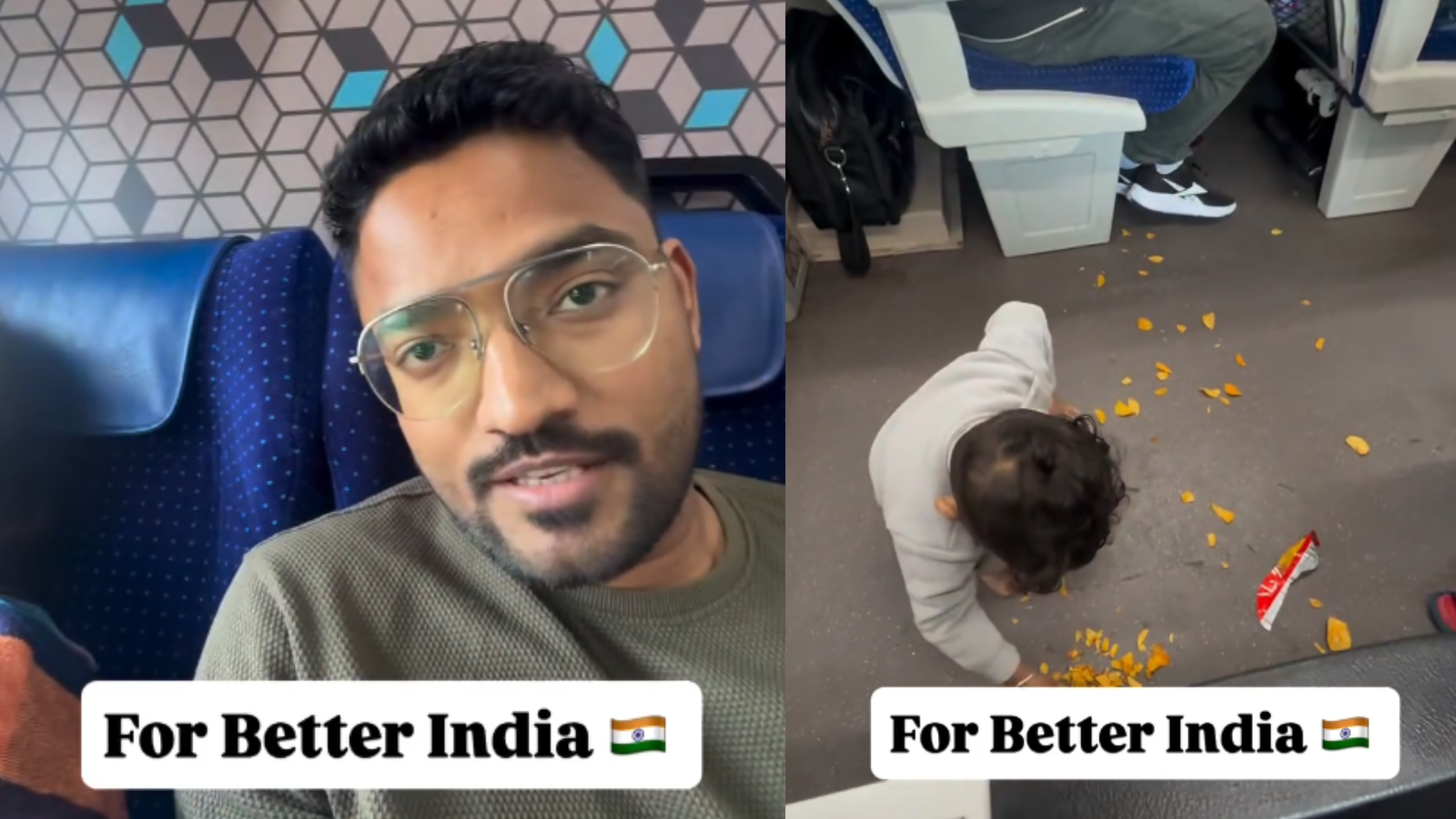 WATCH | Father asks toddler to clean up chips on train, internet hails it as ‘real parenting’