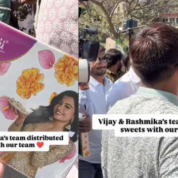 Rashmika Mandanna, Vijay Deverakonda’s team shares sweets with paparazzi at Udaipur wedding