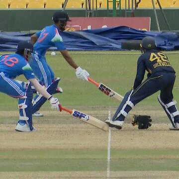 WATCH। Priyansh Arya falls victim to freak run-out as bat gets stuck in bizarre dismissal against Sri Lanka A