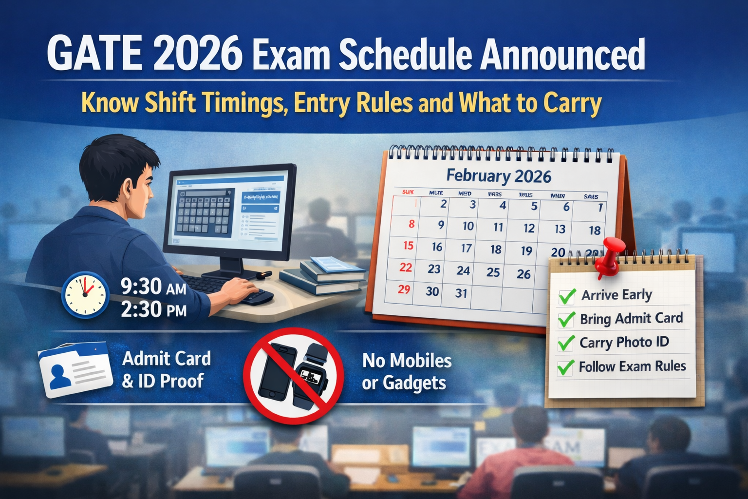 GATE 2026 exam schedule announced: Know shift timings, entry rules and what to carry