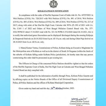 Kolkata allows green firecrackers following Delhi’s order, sets two-hour limit