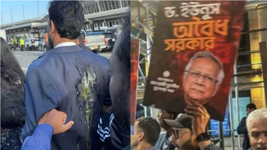 Muhammad Yunus's car detained, eggs hurled at NCP's Akhtar, fierce protests in New York