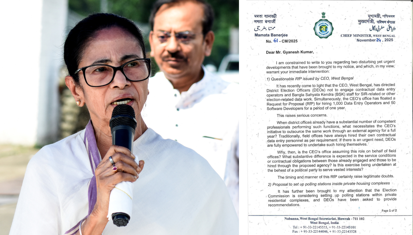 West Bengal Chief Minister Mamata Banerjee raises concern over recent ECI actions, seeks clarity from Bengal CEO