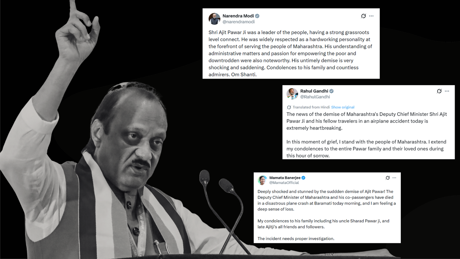 ‘A leader of the people’: From PM Modi to Rahul Gandhi- leaders across parties mourn Maharashtra deputy CM Ajit Pawar’s death