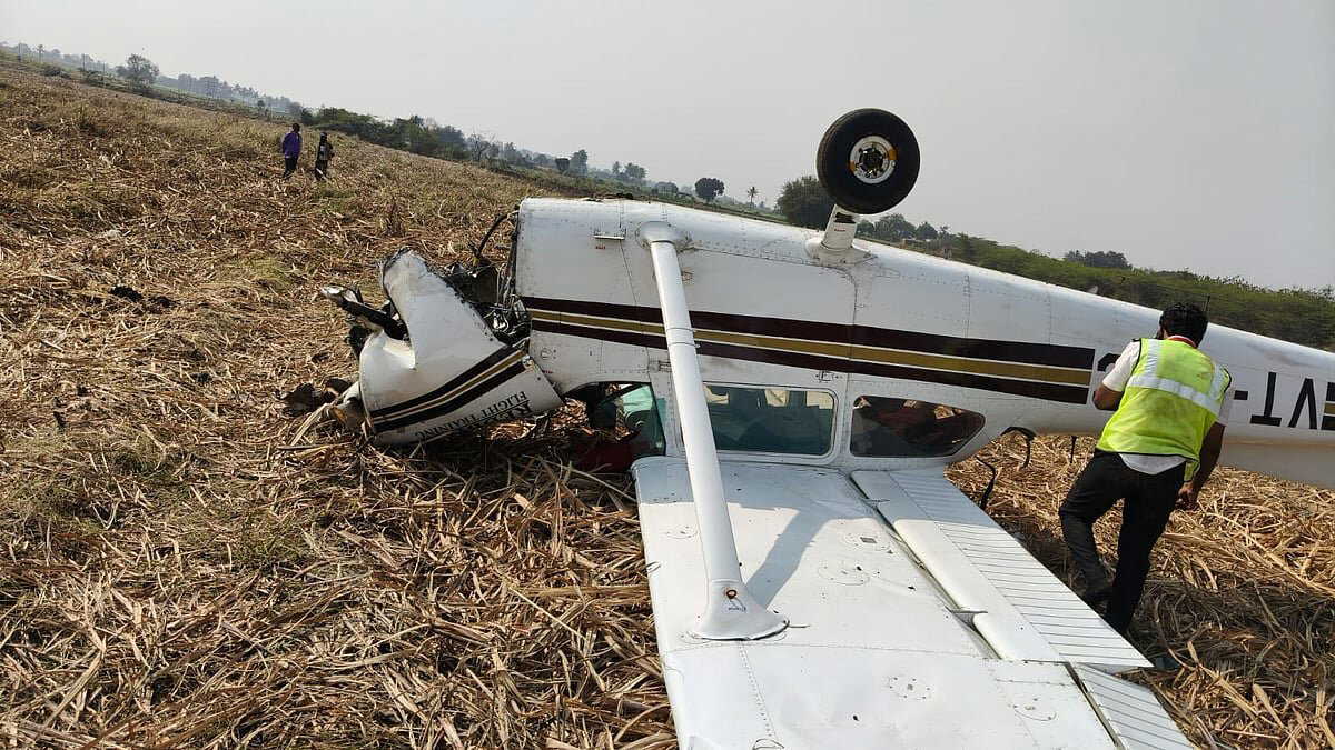 Private plane crashes in Karnataka after mid-air engine failure, captain and trainee critically injured