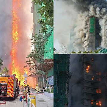 Devastating fire erupts at Hong Kong housing complex leaving many trapped, Level 4 alarm issued