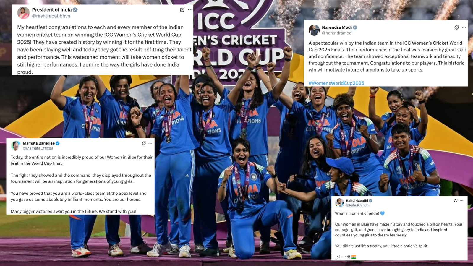 'You lifted a nation’s spirit': India’s political leaders celebrate Women’s World Cup win with pride