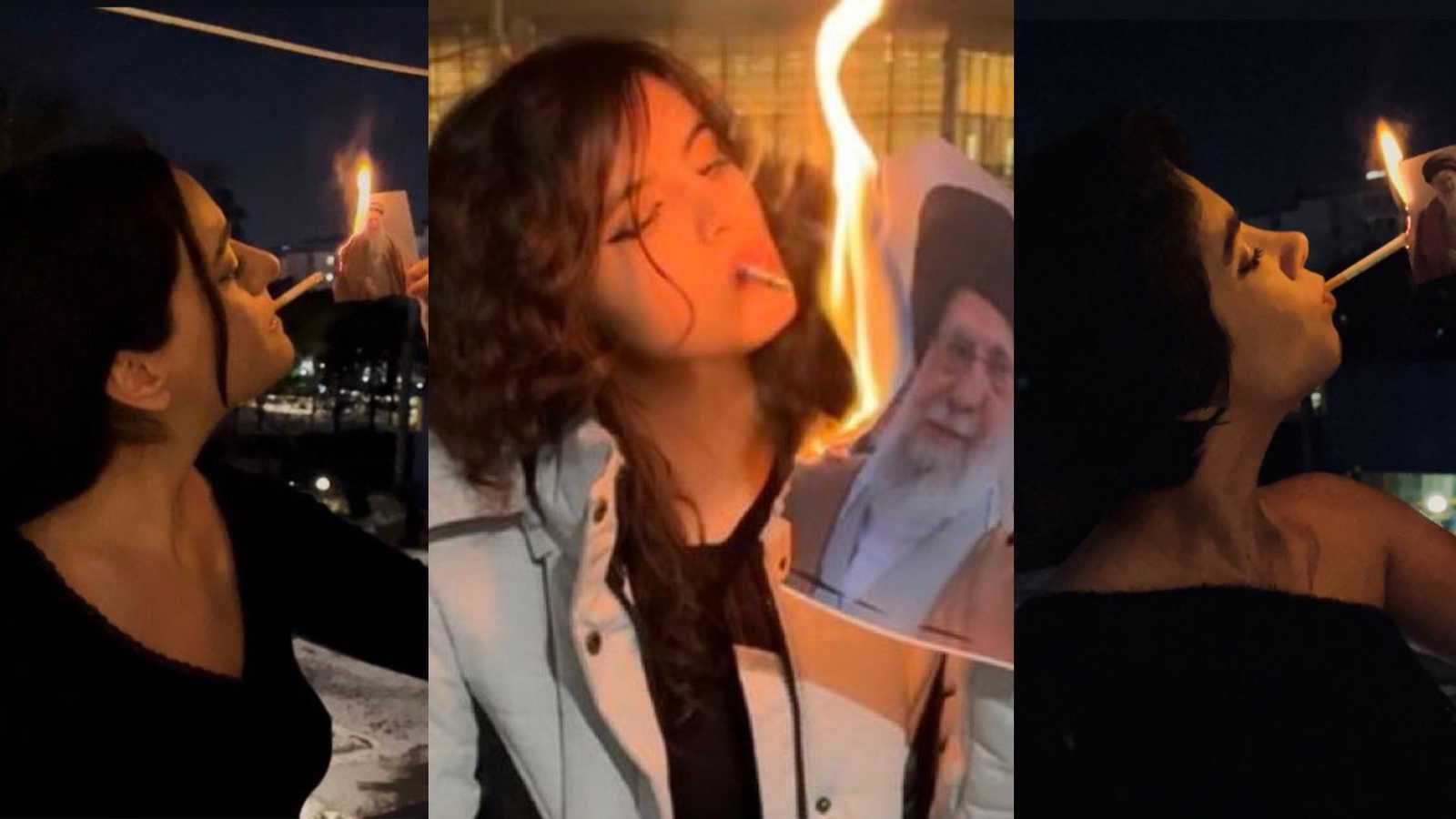 Iran unrest deepens as women are seen lighting cigarettes with Supreme Leader Ayatollah Ali Khamenei’s photos