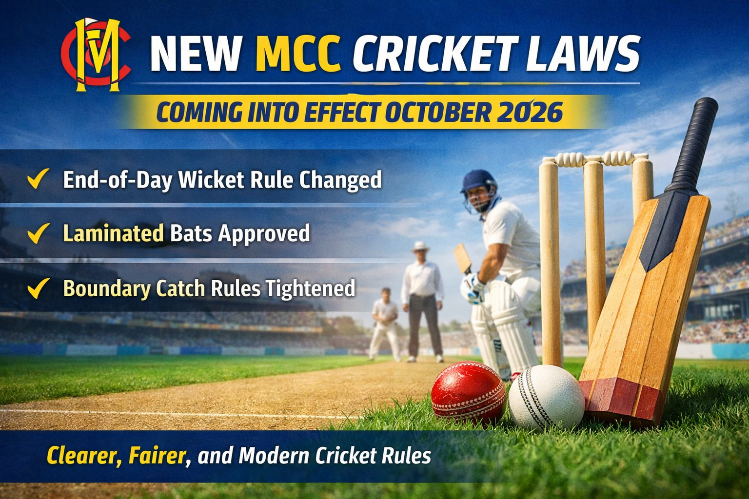 New MCC laws of cricket: what changes from October 2026?