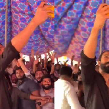 Ram Charan spotted with eye bandage after injury, meets fans ahead of birthday