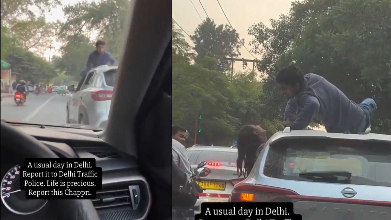 'I hope he falls', Delhi couple’s risky kissing stunt on moving car, Police takes action: WATCH