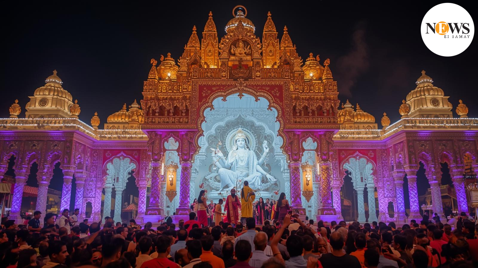 Durga Puja 2025: Dazzling white pandal draws crowds, long lines at Sreebhumi from Mahalaya itself