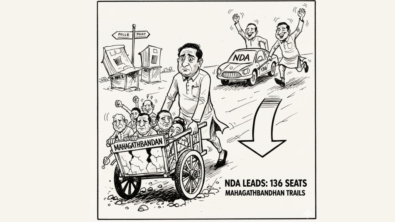 Bihar Election 2025 early trends: NDA leads in 136 seats, Tejashwi's Mahagathbandhan trails