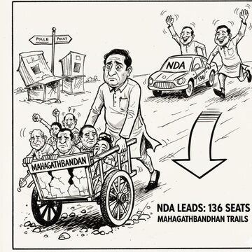 Bihar Election 2025 early trends: NDA leads in 136 seats, Tejashwi's Mahagathbandhan trails