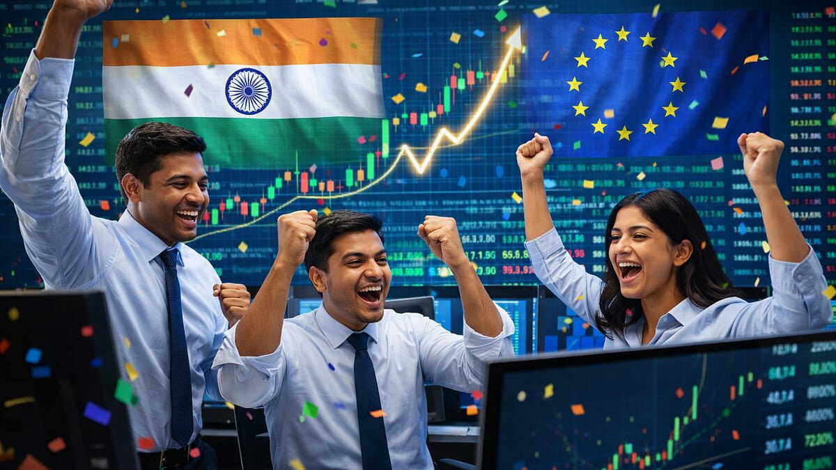 Sensex, Nifty rebound in final hour on Tuesday amid optimism over India–EU trade deal