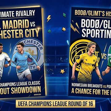 UEFA Champions League Round of 16: Real Madrid, Manchester City drawn together; Bodø/Glimt meet Sporting CP
