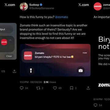 Zomato rejects viral '₹370 ki biryani' notification, says screenshot is fake
