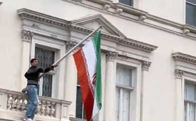 Anti-Khamenei protests spill in London as Iranian embassy flag is torn down | WATCH