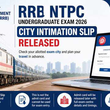 RRB NTPC undergraduate exam 2026 city slip released: Here's how candidates can download admit cards