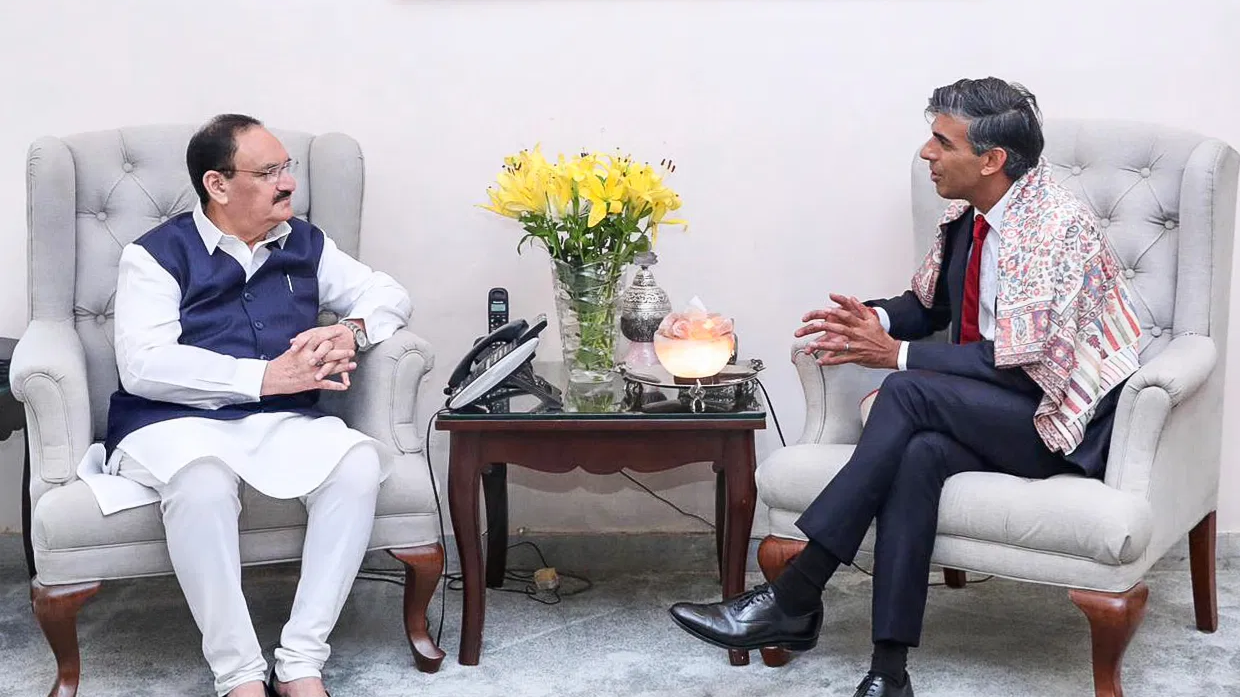 BJP President JP Nadda meets Sunak, touts BJP’s grassroots strength and India-UK bonhomie