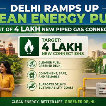 Delhi ramps up clean energy push: Targets 4 lakh new piped gas connections