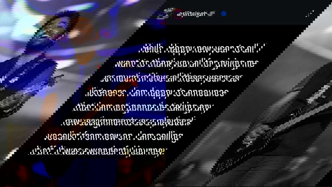 'It was a wonderful journey': Arijit Singh announces retirement from playback singing