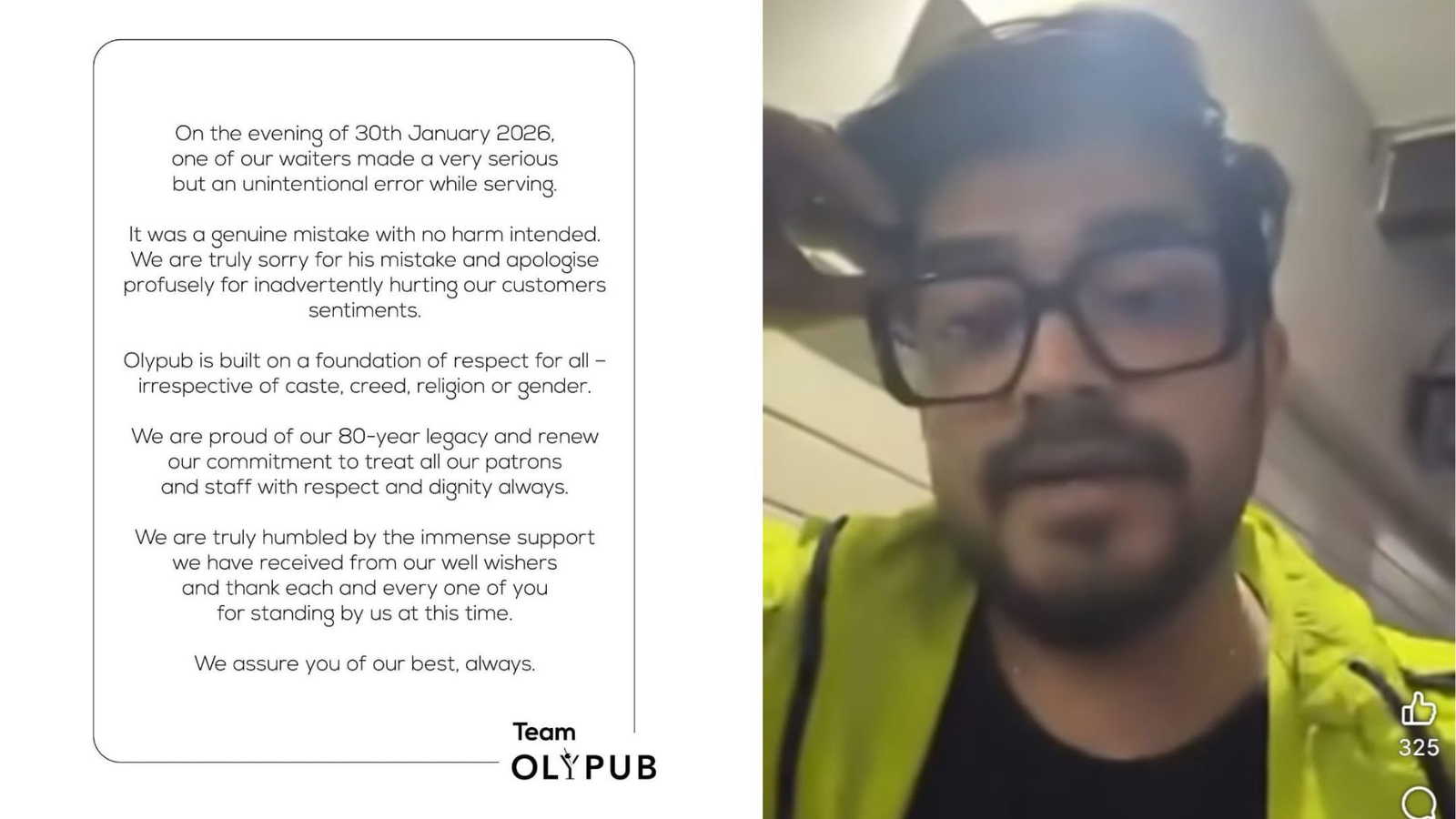 OlyPub issues apology after waiter’s arrest over alleged wrong meat service