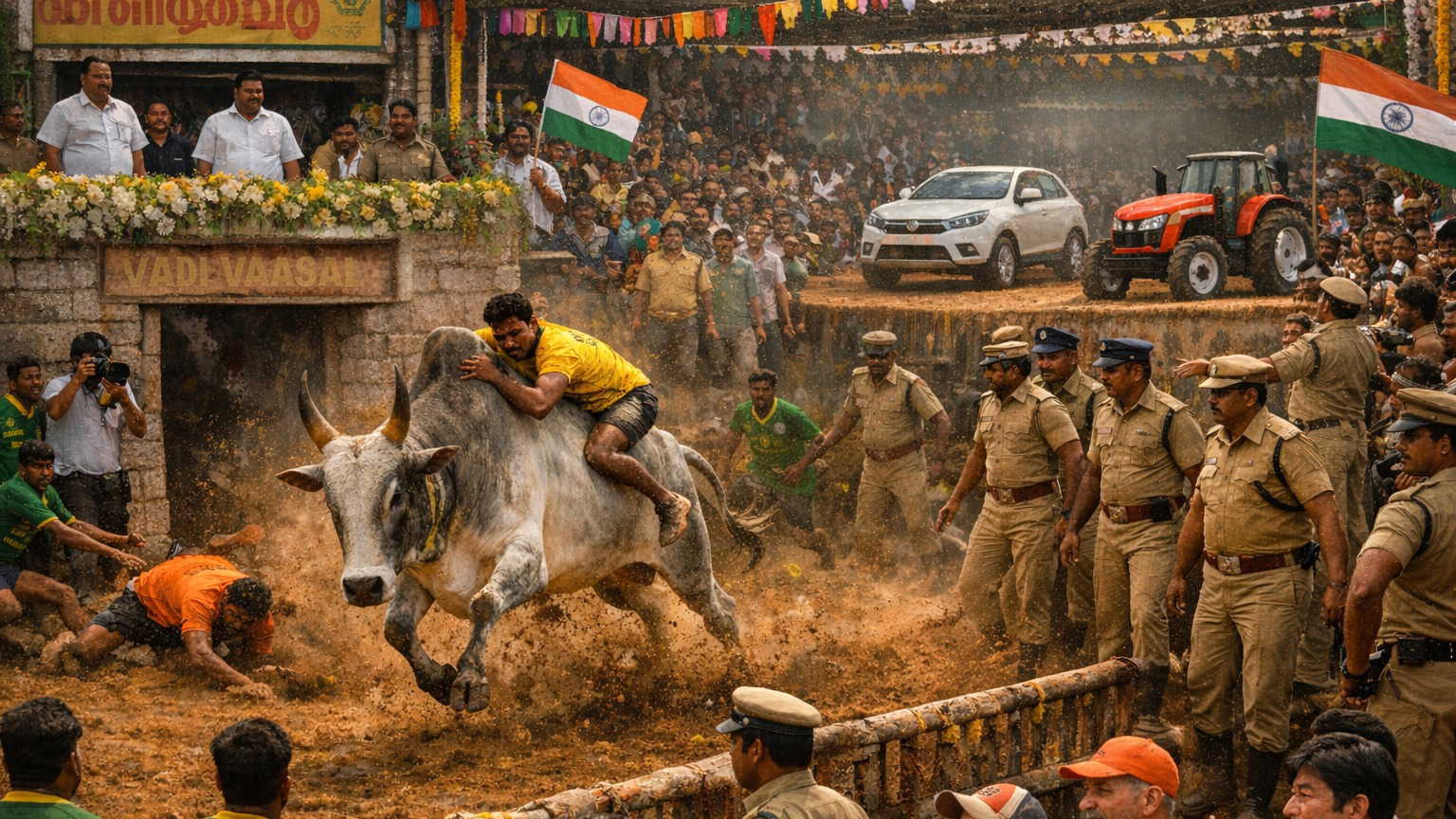 जलीकट्टू का जोश, सांडों की दहाड़ से गूंजा मैदान, 550 तमरों और सैकड़ों सांडों ने दिखाया साहस और परंपरा का रंग